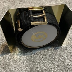 Michael Kors Black Belt with Gold Accents